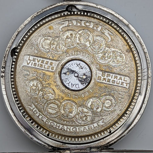 【整備済】1918年 アンティーク ヘブドマス 8日巻懐中時計 純銀ケース